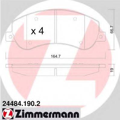 ZIMMERMANN 244841902 Комплект тормозных колодок, дисковый тормоз