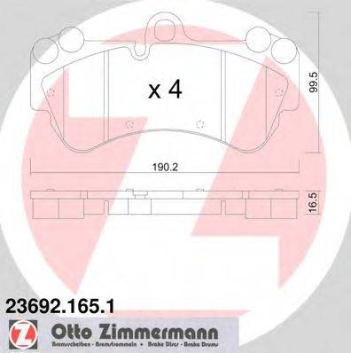 Комплект тормозных колодок, дисковый тормоз ZIMMERMANN 23692.165.1