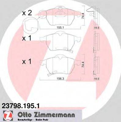 Комплект тормозных колодок, дисковый тормоз ZIMMERMANN 23798.195.1