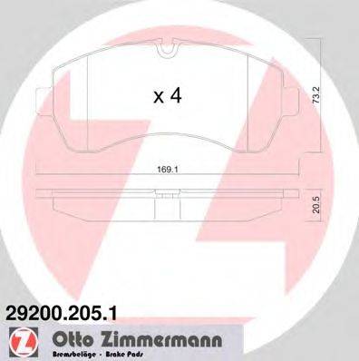 ZIMMERMANN 292002051 Комплект тормозных колодок, дисковый тормоз
