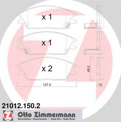 ZIMMERMANN 210121502 Комплект тормозных колодок, дисковый тормоз