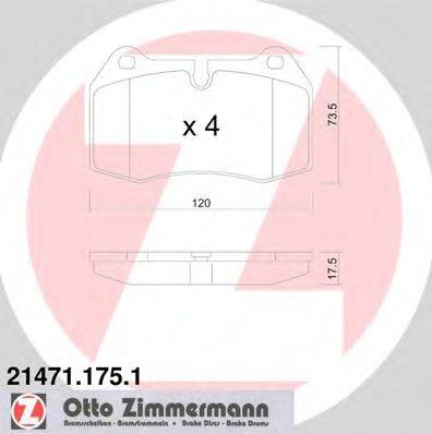 ZIMMERMANN 214711751 Комплект тормозных колодок, дисковый тормоз