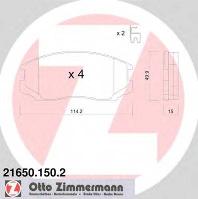 ZIMMERMANN 216501502 Комплект тормозных колодок, дисковый тормоз