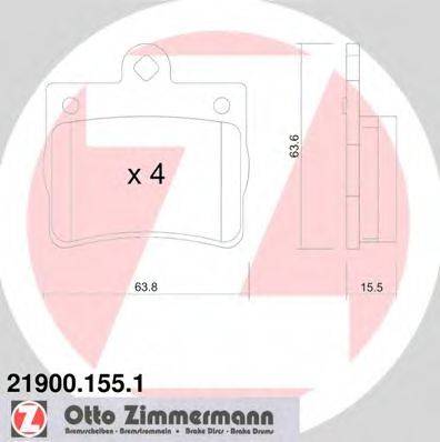 Комплект гальмівних колодок, дискове гальмо ZIMMERMANN 21900.155.1