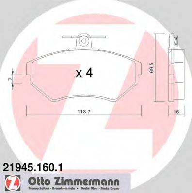 ZIMMERMANN 219451601 Комплект тормозных колодок, дисковый тормоз