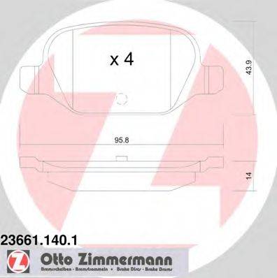 ZIMMERMANN 236611401 Комплект тормозных колодок, дисковый тормоз