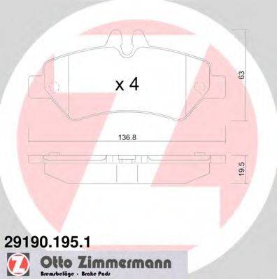 ZIMMERMANN 291901951 Комплект тормозных колодок, дисковый тормоз