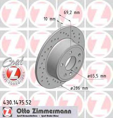 гальмівний диск ZIMMERMANN 430.1475.52