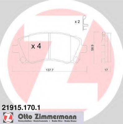 ZIMMERMANN 219151701 Комплект тормозных колодок, дисковый тормоз