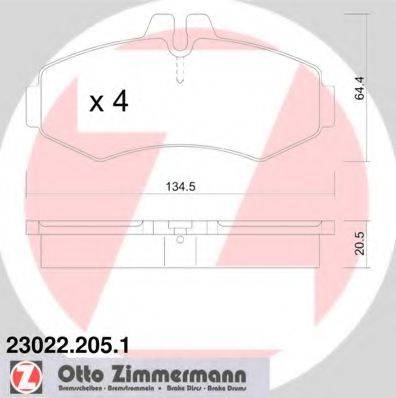 Комплект гальмівних колодок, дискове гальмо ZIMMERMANN 23022.205.1