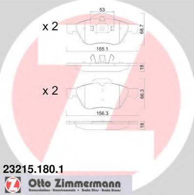 Комплект тормозных колодок, дисковый тормоз ZIMMERMANN 23215.180.1