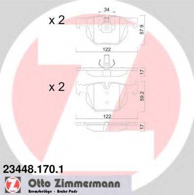Комплект гальмівних колодок, дискове гальмо ZIMMERMANN 23448.170.1