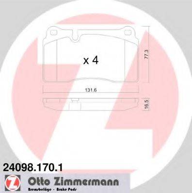ZIMMERMANN 240981701 Комплект тормозных колодок, дисковый тормоз