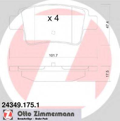 ZIMMERMANN 243491751 Комплект тормозных колодок, дисковый тормоз