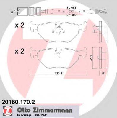 Комплект гальмівних колодок, дискове гальмо ZIMMERMANN 20180.170.2