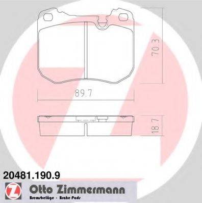 Комплект тормозных колодок, дисковый тормоз ZIMMERMANN 20481.190.9