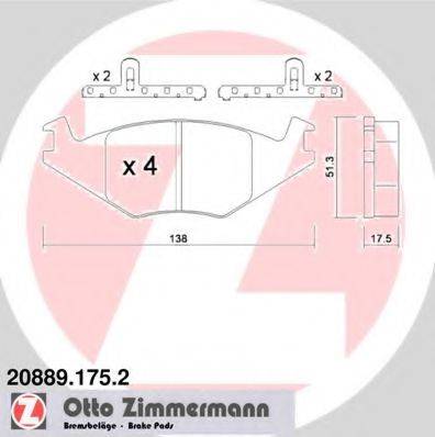 ZIMMERMANN 208891752 Комплект гальмівних колодок, дискове гальмо