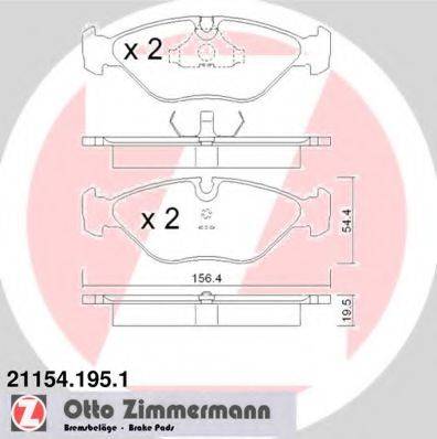 Комплект тормозных колодок, дисковый тормоз ZIMMERMANN 21154.195.1