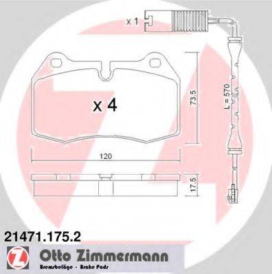 ZIMMERMANN 214711752 Комплект тормозных колодок, дисковый тормоз
