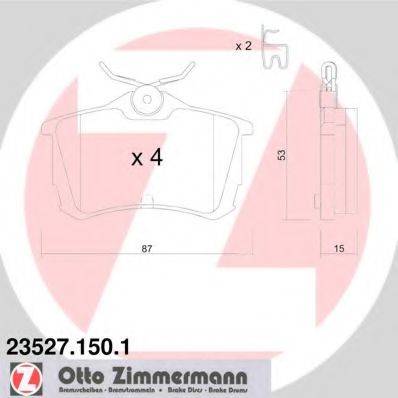 Комплект гальмівних колодок, дискове гальмо ZIMMERMANN 23527.150.1