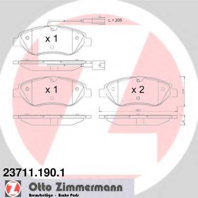 Комплект тормозных колодок, дисковый тормоз ZIMMERMANN 23711.190.1