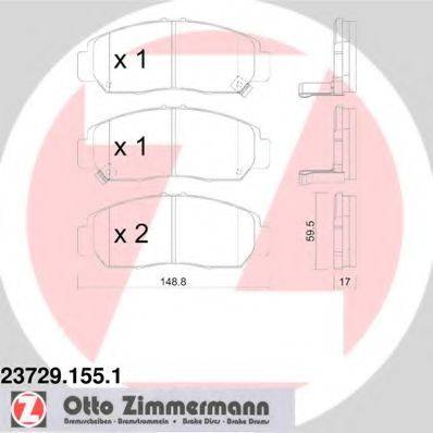 Комплект гальмівних колодок, дискове гальмо ZIMMERMANN 23729.155.1