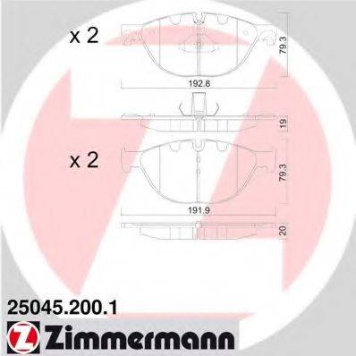 Комплект тормозных колодок, дисковый тормоз ZIMMERMANN 25045.200.1