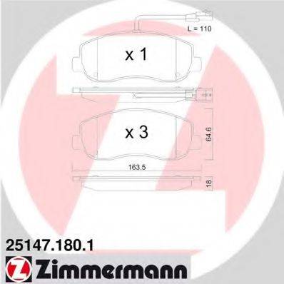 ZIMMERMANN 251471801 Комплект тормозных колодок, дисковый тормоз