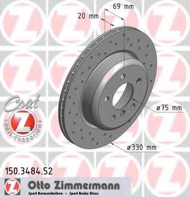 гальмівний диск ZIMMERMANN 150.3484.52
