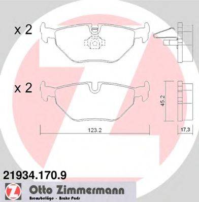 Комплект гальмівних колодок, дискове гальмо ZIMMERMANN 21934.170.9