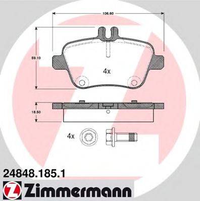 ZIMMERMANN 248481851 Комплект тормозных колодок, дисковый тормоз