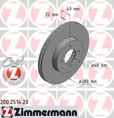 Тормозной диск ZIMMERMANN 200.2514.20