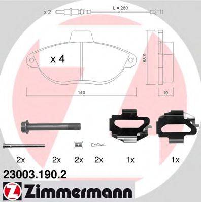 ZIMMERMANN 230031902 Комплект тормозных колодок, дисковый тормоз