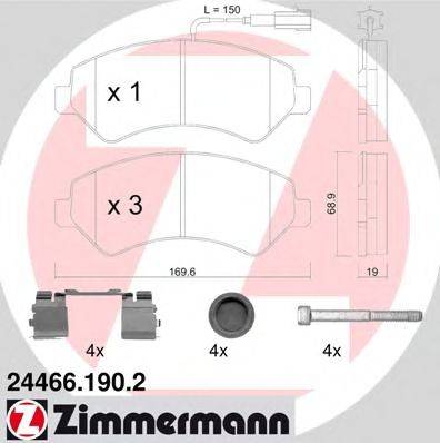 Комплект тормозных колодок, дисковый тормоз ZIMMERMANN 24466.190.2