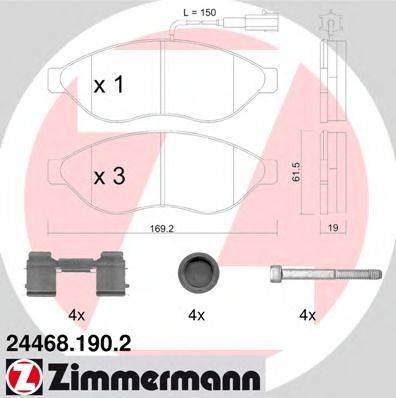 Комплект гальмівних колодок, дискове гальмо ZIMMERMANN 24468.190.2