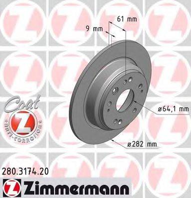 Тормозной диск ZIMMERMANN 280.3174.20