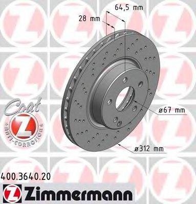 ZIMMERMANN 400364020 Тормозной диск