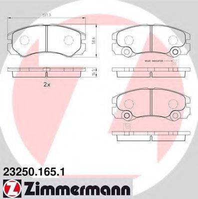 Комплект тормозных колодок, дисковый тормоз ZIMMERMANN 23250.165.1