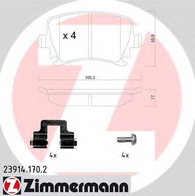 ZIMMERMANN 239141702 Комплект тормозных колодок, дисковый тормоз