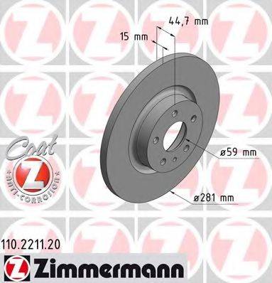 гальмівний диск ZIMMERMANN 110.2211.20