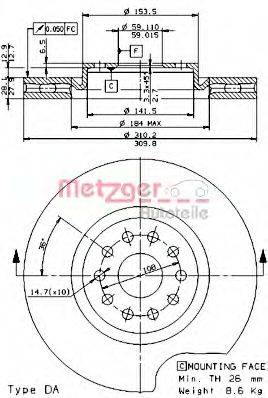 Тормозной диск METZGER 6110482