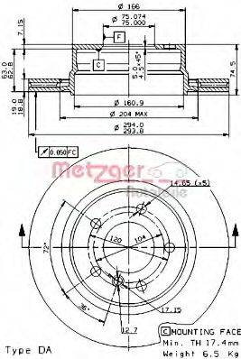 Тормозной диск METZGER 6110596