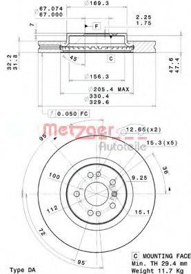Тормозной диск METZGER 25064 V