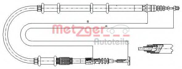 Трос, стоянкова гальмівна система METZGER 491.21