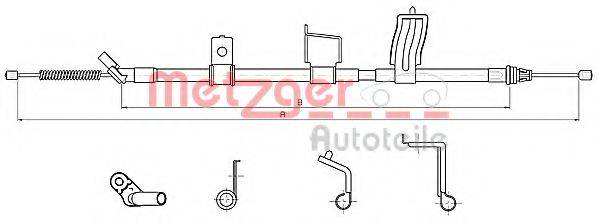 METZGER 170328 Трос, стояночная тормозная система