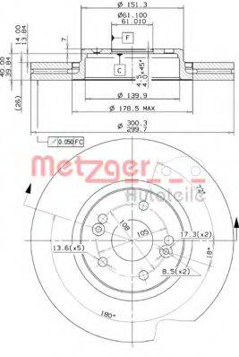 METZGER 24827V Тормозной диск