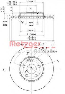 METZGER 25129 Тормозной диск