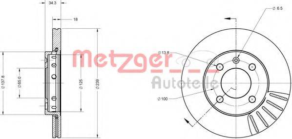 METZGER 6110015 Тормозной диск