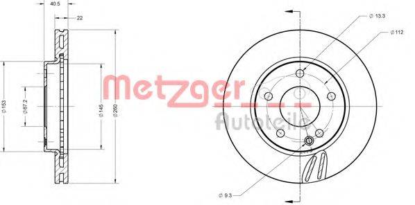 Тормозной диск METZGER 6110089
