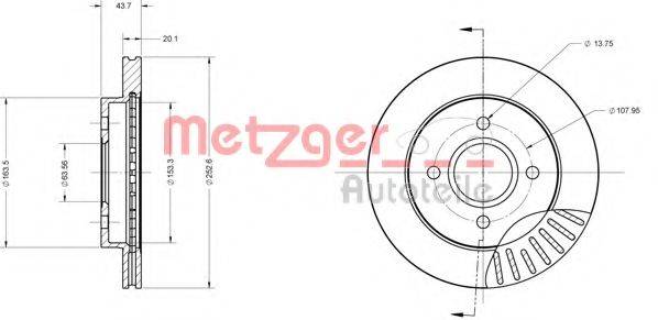 гальмівний диск METZGER 6110157